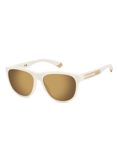 اشتري Unisex Polarized Rectangular Shape  Sunglasses PLD 2156/S GOLD 46 - Lens Size: 45.6 Mm - Matt White في الامارات