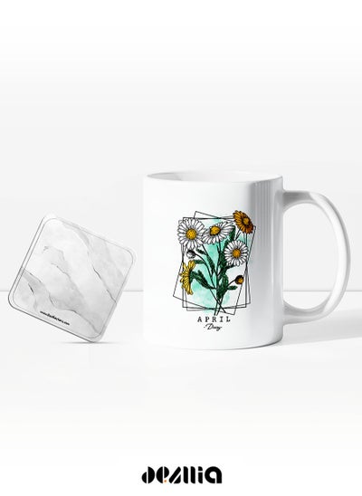 Buy White Mug With Premium Design With Acrylic Coaster MU/13 in Egypt