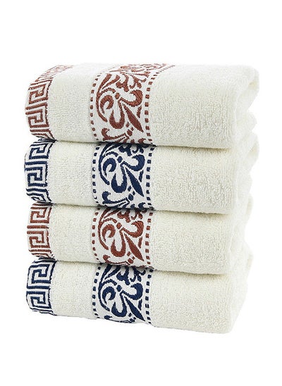 Buy 4 Pack Premium Hand Towels Set, 100% High Quality Cotton, Lightweight and Highly Absorbent Towels for Bathroom, Travel, Camp, Spa (Brown and Deep Blue, 33*73cm) in Saudi Arabia