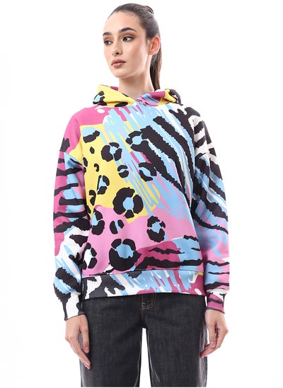 اشتري Slip On Colorful Patterned Hoodie with Inner Fleece في مصر