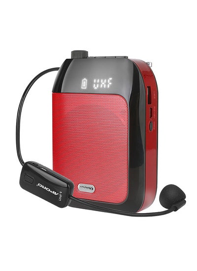 Buy Portable Voice Speaker Amplifier for Teachers with Wireless Microphone Headset Waistband Rechargeable Personal BT Speaker Support Music Recording FM Radio in Saudi Arabia