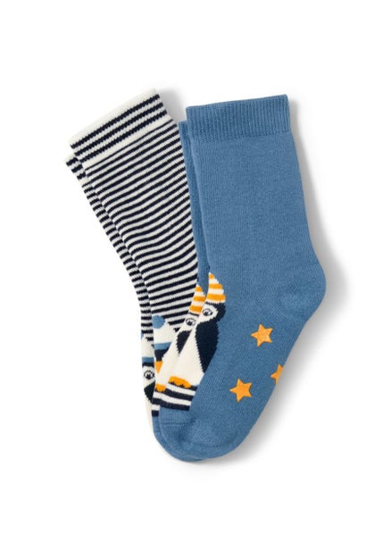 Buy Toddlers Boy 2 Pairs Graphic Socks, Blue/White Combo in UAE