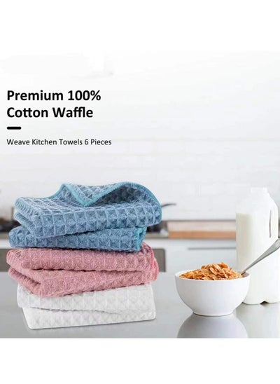 Buy Waffle Weave Dish Towels Set of 6  Kitchen Drying Towels Dish Cloths for Washing Dishes Kitchen Towels 12x12 Inches in Saudi Arabia