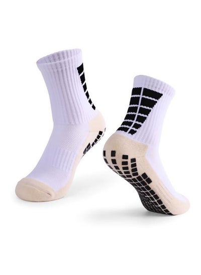 اشتري 1 Pair Anti Slip Athletic Football Socks White في السعودية