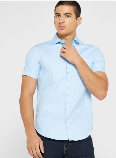 Buy Solid Slim Fit Short Sleeve Casual Shirt in UAE