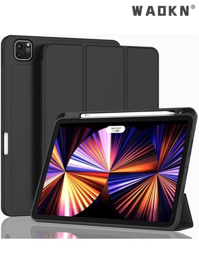 Buy Case for iPad Pro 11 Inch (2022/2021/2020 Model) with Pencil Holder, Support 2nd Pencil Charging, Slim Tablet Cover with Soft TPU Back, Support Touch ID and Auto Wake/Sleep (Black) in UAE