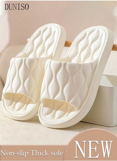 اشتري Couple Slippers for Men and Women Quick Drying Slide Sandal with Thick Sole Non-Slip Soft Shower Slippers Open Toe Spa Bath Pool Gym House Sandals for Indoor & Outdoor في السعودية