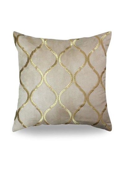 Buy Embroidery Decorative Cushion Beige/Gold 50x50centimeter in UAE