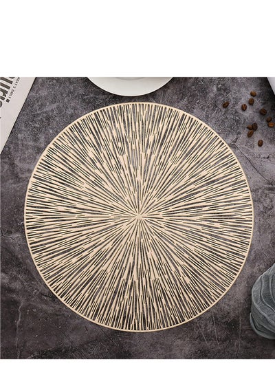 اشتري 4PCS Round Placemats Pressed Vinyl Slip Resistant Table Mats Golden Fireworks Placmats Wipeable Hollowout Placemats for Table Decor Holiday Wedding Accent في الامارات