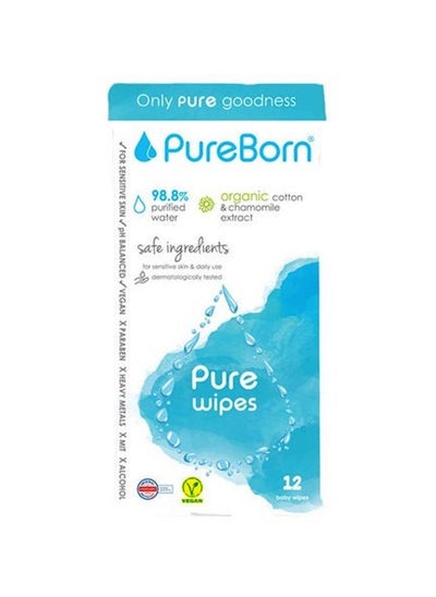 اشتري PureBorn Pure Wet Baby Wipes, 12 Count في الامارات