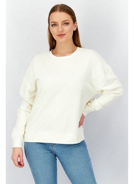 اشتري Women Crew Neck Long Sleeve Embroidered Sweatshirt, White في الامارات