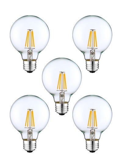 اشتري 5 Pcs A60 Clear Glass Lampshade E27 LED Filament Edison Bulb, 8W, 3000K Warm White, Non-Dimmable, Round Shape Bulb,  for Home Indoor Decoration, Interior, Chandelier, Room Decor And More في الامارات