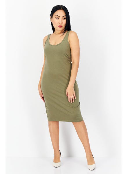 اشتري Women Plain Mini Casual Dress, Olive في الامارات