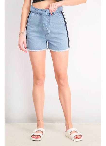 Buy Women Washed Denim Shorts, Blue in Saudi Arabia