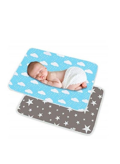 Buy 2 Pack Portable Baby Diaper Changing Pads for Outdoor Travel (Blue+Grey) in UAE