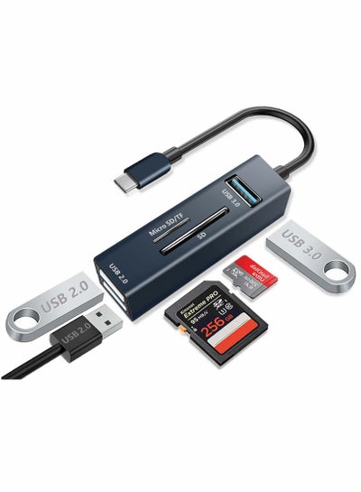 اشتري SD Card Reader 5 IN 1 USB 3.0, Multi-Port Adapter Hub of 3 USB, Type C to SD Card Reader OTG Adapter في السعودية