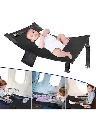 اشتري Airplane Seat Extender for Kids, Portable Travel Airplane Footrest, Baby Airplane Bed with Side Pockets, Flying Travel Essentials with Extended Area 11*4.7 in for Leg Rest & Lie Down (Black) في الامارات