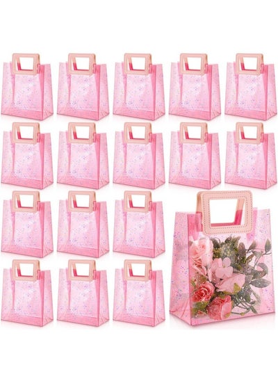 Buy 20 Pieces Clear Gift Bags With Handles Valentines Transparent Glitter Tote Bag 7 X 4 X 8 Inch Reusable Pvc Gift Wrap Bag For Bridal Party Baby Shower Wedding Birthday(Clear Pink Glitter) in UAE