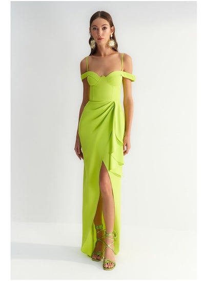 Buy X Zeynep Tosun Light Green Flounced Evening Dress & Graduation Dress TCLSS23AE00011 in Egypt