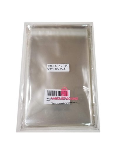 Buy 100 Pcs 5X7 Inches Crystal Clear Resealable Cello Cellophane Bags in UAE