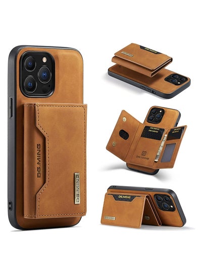 Buy Phone Wallet Case Compatible with iPhone 13 Pro Max, DG.MING Premium Leather Phone Case Back Cover Magnetic Detachable with Trifold Wallet Card Holder Pocket for iPhone 13 Pro Max - Brown in UAE