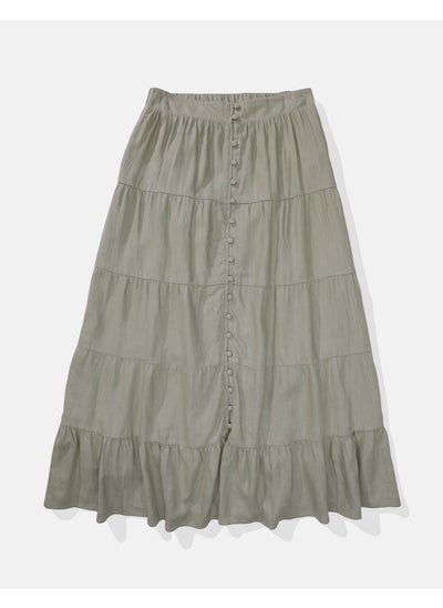 اشتري AE Button-Front Tiered Midi Skirt في السعودية