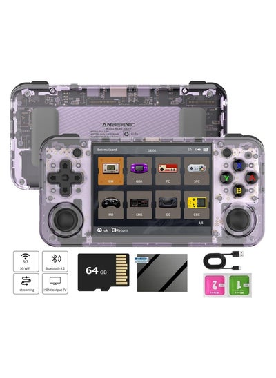 Buy RG35XX H Retro Handheld Game Console , 3.5 Inch IPS Screen Linux System Built-in 64G TF Card 5528 Games Support HDMI TV Output 5G WiFi Bluetooth 4.2 (Transparent Purple) in UAE