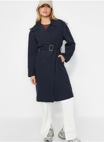 اشتري Belted Button Detail Coat في الامارات