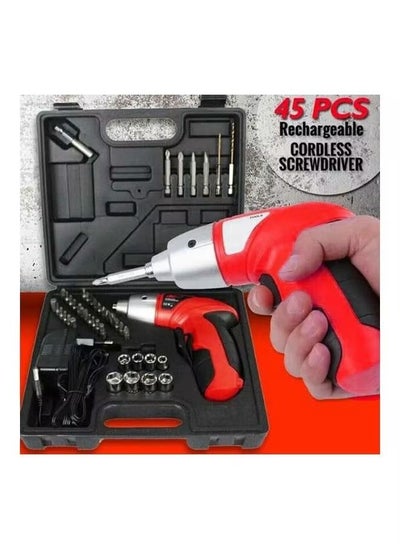 Buy Goolsky 45-Piece Cordless Screwdriver Set Orange/Black/Silver 20x23x6.5centimeter in UAE