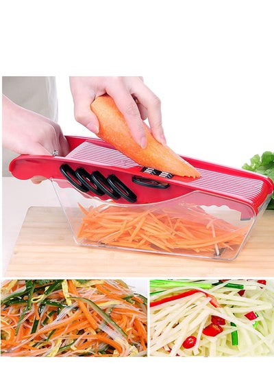 Buy TAME 6-In-1 Vegetable Chopper Slicer with Container,Onion Chopper Slicer Dicer Cutter- Professional Food Chopper Dicer 6 Blades Cutting Slicing Dicing Fruits And Vegetables Red in Egypt