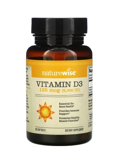 Buy Vitamin D3125 mcg 5,000 IU 90 Softgels in Saudi Arabia