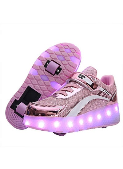 Buy Roller Shoes USB Charge Girls Boys Sneakers with Wheels LED Roller Skates Shoes in Saudi Arabia