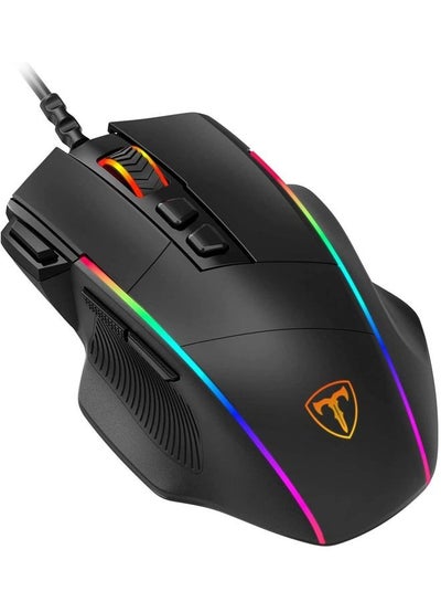 Buy Ergonomic Wired Gaming Mouse, 8 Programmable Buttons , 5 Levels Adjustable DPI 8000,  Gaming Mice with 7 RGB Backlight for PC, in Saudi Arabia