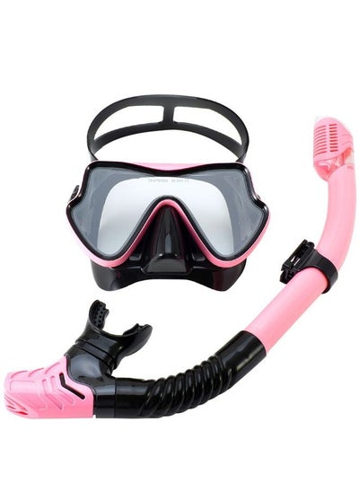 Buy Anti-Fog Tempered Glass Adults Snorkel Mask for Snorkeling, Swimming and Scuba Diving, Anti Leak Dry Top Snorkel Gear Panoramic Silicone Goggle in UAE