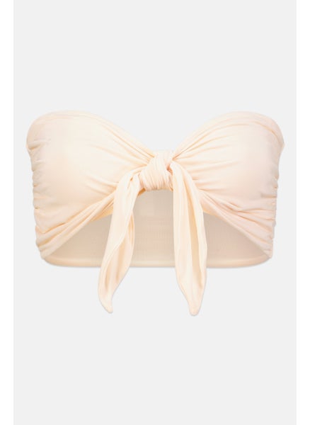 اشتري Women Asymmetrical Strapless Solid Bikini Top, Peach في الامارات