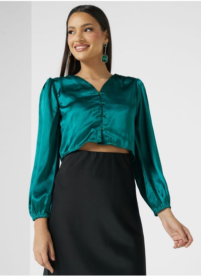 Buy Puff Sleeve Bow Tie Top in UAE