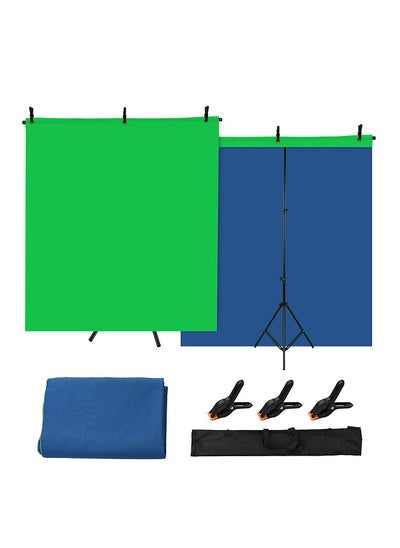 Buy 5x7ft Green Screen Blue Screen Backdrop Double-sided Chromakey Background Photography Kit with 5x7ft T-Shaped Background Adjustable Stand 3 x Spring Clamps in UAE