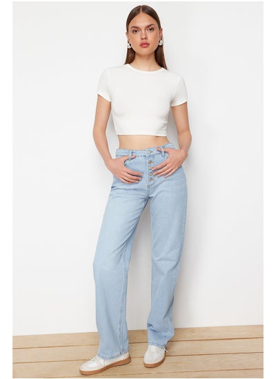 Buy Light Blue Low Waist Wide Leg Jeans TWOSS24JE00316 in Egypt