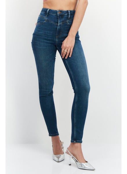 Buy Women Skinny Fit Washed Denim Jeans, Blue in UAE