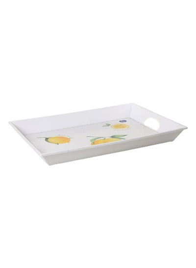 اشتري Amalfi Tray With Handle White/Yellow 51x38 cm في الامارات