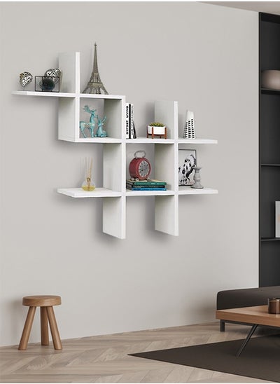 اشتري Criss Cross Intersecting Floating Shelf Rustic Wall Mount Wall Shelf For Bedroom Cube Grid Display Case Floating Organizer Rack For Kitchen Badroom في الامارات