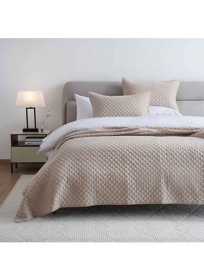 Buy Vintage Diamond 3-piece Bedspread Set 220x240cm - Beige in UAE