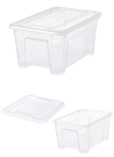 Buy 1pcs Plastic Clear Storage Box With Lid 28*19*14 Cm in Egypt