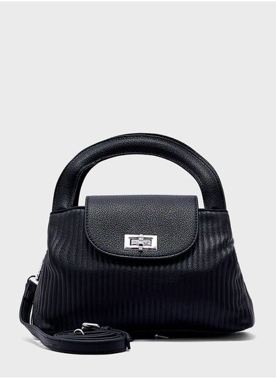 Buy Textured Top Handle Bag With Long Strap in Saudi Arabia