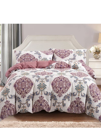 Buy 4-Piece Queen Size Comforter Set with Removable Filler Pink Swan in Saudi Arabia