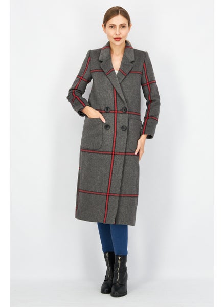 Buy Women Special Sherry Wool Trench Coat, Granite Mel in UAE