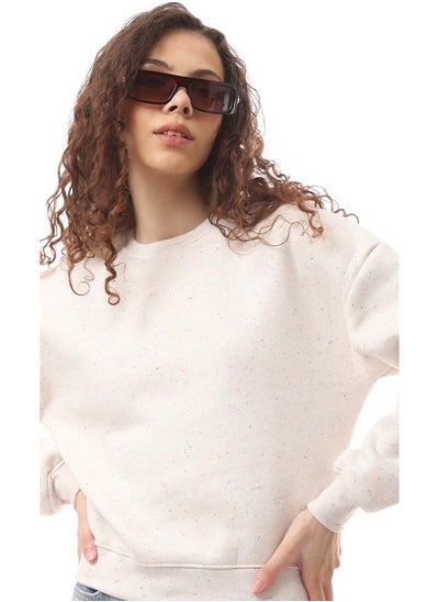 Buy Off-white Slip On Patterned Round Neck Sweatshirt in Egypt