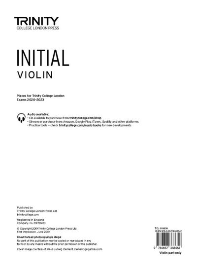 اشتري Trinity College London Violin Exam Pieces 2020-2023: Initial (part only) في الامارات