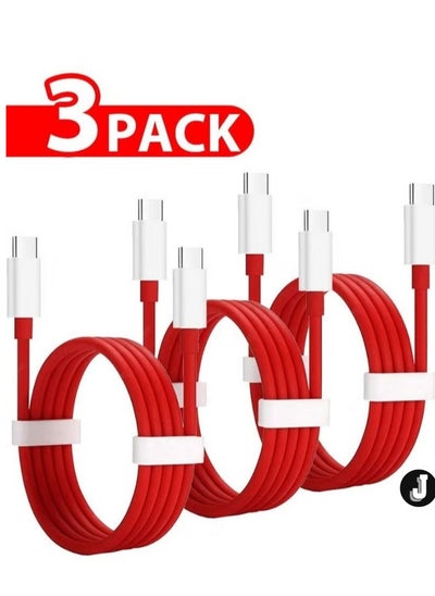 Buy "New 3-Pack OnePlus Type-C to Type-C Cable – Red, Fast Charging & Data Transfer" in UAE