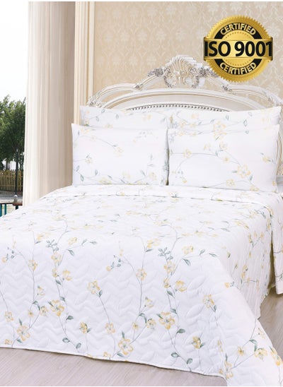 Buy 6Piece Microfiber Floral Bedspread Set Fits 200 x 200 cm Double Size Bed King Size Compressed Comforter Set Elmira Series in Saudi Arabia